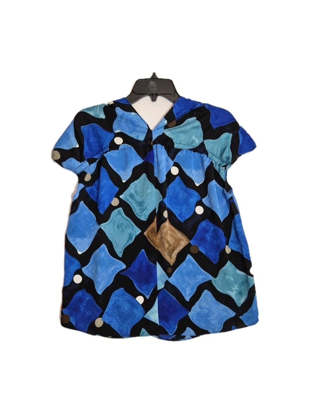 NIC+ZOE Blue and Brown Geometric Print Top